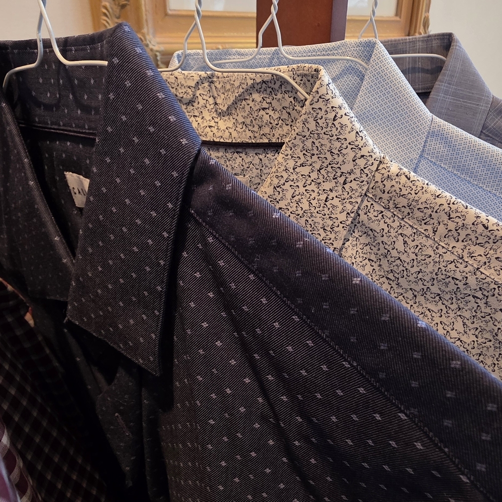 Men's Navy Patterned Dress Shirt - Modern Tailored Fit